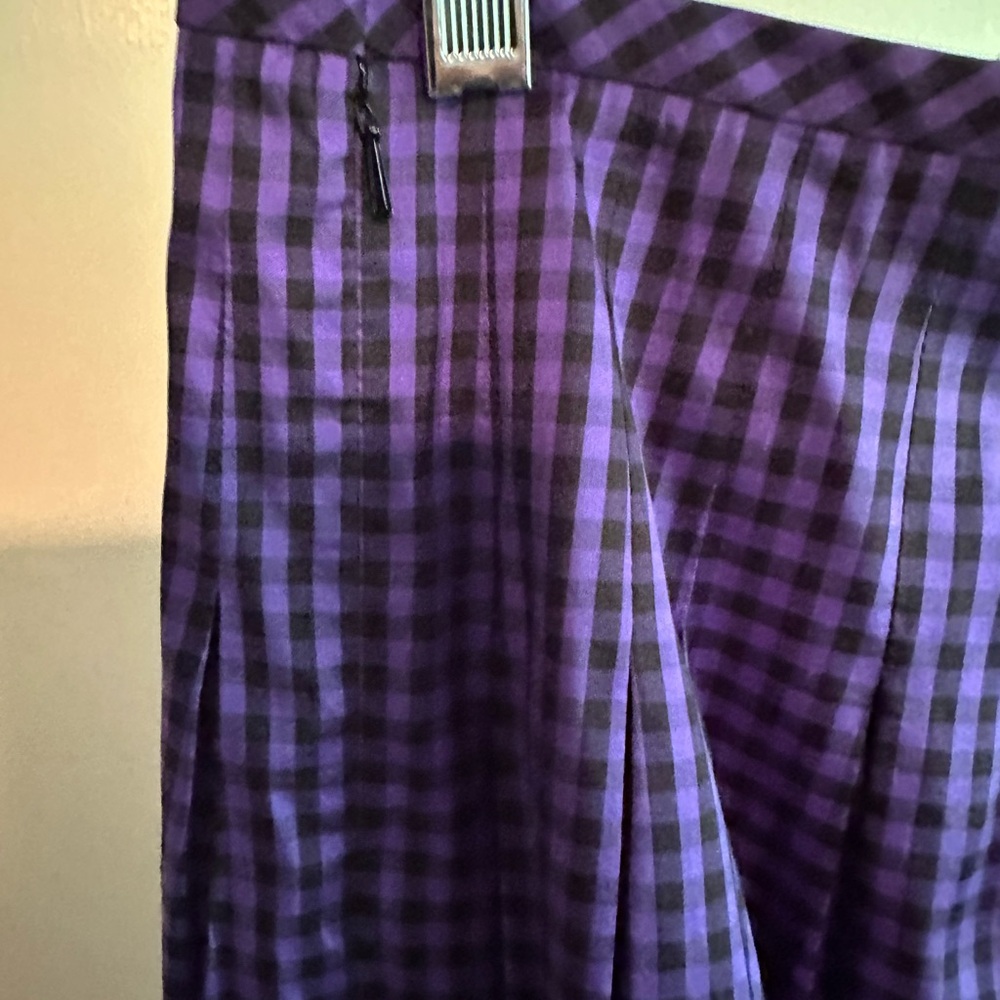 Purple Checkered Women's Silk Skirt - Picture 2 of 3